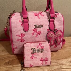 Juicy Couture Simply Sweet Pink Bow Satchel and Wallet Set